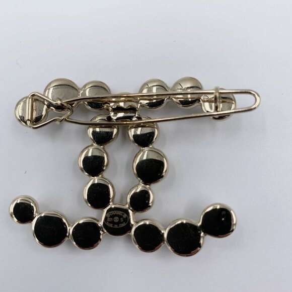 Authentic Chanel CC Light gold hardware Logo Hair Clip BRAND NEW - Picture 3 of 7